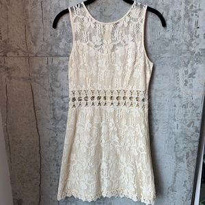 Free People Lace Mini Dress, Cream